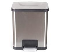 KITCHEN MOVE BAT-42LU SS Poubelle à pédale 42L haut de gamme Garantie 2 ans, Inoxydable, Acier Brossé, 42x28x51,8 cm