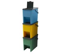 KITCHEN MOVE Bergen Set of 4 Recycling Bins 20L - 80L Plastic Recycling Bins - Yellow, Blue, Green and Grey