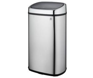 Kitchen Move CITY Push One-Touch Semi-Automatique Poubelle de Cuisine Forme Carré Chrome 60L, Acier Inoxydable, Inox, 39,5 x 28 x 67 cm
