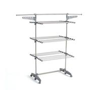 KITCHEN MOVE Clothes Airer, Stainless Steel Plastic, Silver, L168xl68xH150 cm