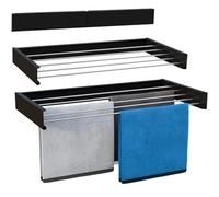 KITCHEN MOVE COBRA Wall Mounted Clothes Airer for Indoor or Outdoor Use, 100 cm, Black, Stainless Steel Aluminium