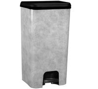 KITCHEN MOVE Lincoln 40L Kitchen Pedal Bin Plastic Concrete Look, Silver, 33x30xh59cm