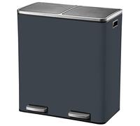 KITCHEN MOVE Major Kitchen Bin with Pedal Separation Large Capacity 60 L (2 x 30 L) Stainless Steel Matt Grey