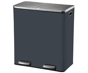 KITCHEN MOVE Major Kitchen Bin with Pedal Separation Large Capacity 60 L (2 x 30 L) Stainless Steel Matt Grey