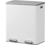 KITCHEN MOVE Major Kitchen Bin with Pedal Separation Large Capacity 60 L (2 x 30 L) Stainless Steel White