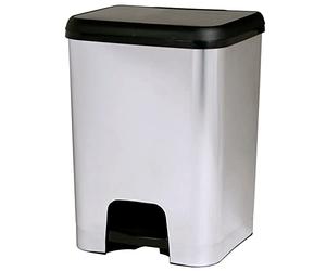 KITCHEN MOVE SEATTLE 28L Kitchen Pedal Bin Metal Look Plastic Shiny Brushed Stainless Steel