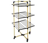 KITCHEN MOVE Willis 3 Levels Multifunctional Folding Tower Clothes Airer 30 m Black and Wood