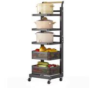 Kitchen nizer Cart on Wheels for Fruits & Vegetables 5 Tier Storage Rack with 3 Baskets Black - Ideal for Drawer & Cabinet nization Space-Saving Solution
