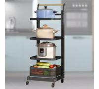 Kitchen nizer Rack Rotating Shelf for Cabinets Space-Saving Pantry Storage Black 4 Boards & 1 Basket Ideal for Kitchen nization and Decluttering