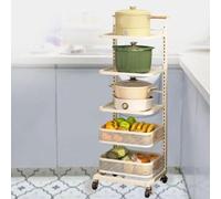 Kitchen nizer Rack White - 5 Boards & 2 Baskets Vegetable Storage Bins Microwave Shelf Utensil Holder Countertop nizer for Home and Kitchen