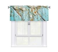 Kitchen Ocean Sea Beach Seashells Starfish Blue Print Curtain Valance 54x18inch,Filtering Semi Sheer,1 Panel Short Curtains For Bedroom,Bathroom