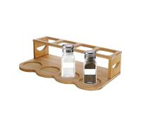Kitchen Oil Bottle Organizer - 2 Tier Wooden Shelf | Door for Spices and Sauces, Saving Support at Countertop, Kitchen and Pantry