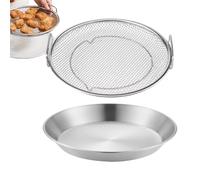 Kitchen Oil Filter Tray, Stainless Steel Pleat Basket with Tray | Net Draining Pan Colander Strainer for Grilling Frying, Snack Containers