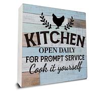 Kitchen Open Daily Cook It Yourself Wooden Box Sign Desk Decor for Home Kitchen Shelf Table Decoration 5x5 inch