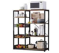 Kitchen Organizer 5-Tier Removable Storage Rack, Microwave Oven Rack, Serving Bar Rack, Spice Organizer For Fruits And Vegetables, Cosmetics, Seasoning Bottles, Kitchenwa,Brown,90*30*121cm