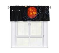Kitchen Outer Space Galaxy Solar System Print Curtain Valance 54x18inch,Filtering Semi Sheer,1 Panel Short Curtains For Bedroom,Bathroom