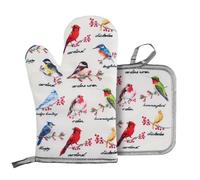 Kitchen Oven Mitts and Pot Holders Sets,The Pioneer Woman Flower Bird Oven Gloves and Potholders,Heat-Resistant Oven Gloves and Hot Pads,Pioneer Woman Kitchen Accessories,Gifts for Women