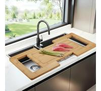Kitchen Over The Sink Cutting Board - Expandable Cutting Board Over Sink, Bamboo Cutting Boards with Juice Groove