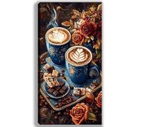 Kitchen Paint by Numbers for Adults Beginners, DIY Large Acrylic Paint by Number Kits on Canvas 70x120cm/28x48in, Panoramic Wall Art for Home Decor Arts and Crafts Hobby Gift, Coffee,Frameless,w-1015k