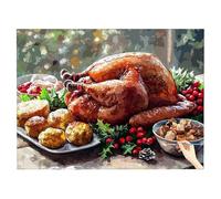 Kitchen Paint by Numbers for Adults Turkey Painting by Numbers for Adults Crafts, Cheerful Painting Kits for Kids Beginners DIY Acrylic Paints Drawing Paintwork Gifts for Women Home Decor 70x50cm R-82