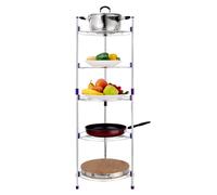 Kitchen Pan Stand, 5 Tiers Home Kitchen Pans Pots Storage Rack Resistant Metal Wire Shelving Organizer With Carbon Steel For Hold Electric Rice Cooker Saucepan Frying Pan Soup Pot Stew Etc