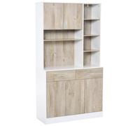 HOMCOM Kitchen Buffet w/ Hutch Multi Storage Cupboard Cabinet - Natural wood finish