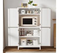 Kitchen Pantry Cupboard Freestanding Tall Storage Cabinet With 4 Door &4 Shelves