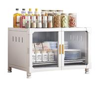 Kitchen Pantry Organizer - Freestanding Storage Cabinet for Spice Bottles, Dish, Bowl, and Utensils, Countertop Cupboard with Drying Rack