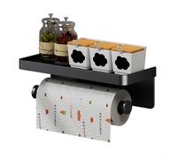 Kitchen Paper Towel Shelf, Wall Mounted Kitchen Paper Towel Holder with Shelf, Hanging Roll Paper Hanger Kitchen Bathroom Organizer(A)