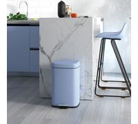 HOMCOM 20L Kitchen Pedal Bin, Metal Rubbish Bin with Soft-close Lid, Light Blue, Blue