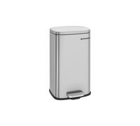 SONGMICS Kitchen Bin 30L, Pedal Bin, Rubbish Bin with Soft-Close Lid and Inner Bucket, Steel, Silver LTB03NL