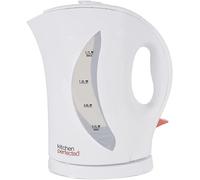 Kitchen Perfected 2000W 1.7L Electric Cordless Kettle - Dual Water Level Windows with Cup Indicators - Washable Filter - On / Off Indicator Light -Automatic Safety Shut-Off ? E1524WH ? White