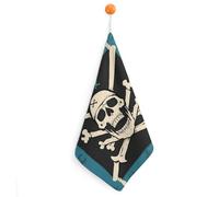 Kitchen Pirate Flag Skull Hand Towels with Hanging Loops, Highly Absorbent & Quick Drying Towels for Kitchen Bathroom, Microfiber Cleaning Cloth, Dish Towel, Tea Towel Decorative, Dish Rag(12x12)