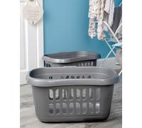 Wham Laundry Basket Casa Hipster – Large 60L Plastic Tidy Organiser – Silver