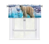 Kitchen Polar Bear Ice Print Curtain Valance 54x18inch,Filtering Semi Sheer,1 Panel Short Curtains For Bedroom,Bathroom