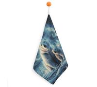 Kitchen Polar Bears Northern Lights Hand Towels with Hanging Loops, Highly Absorbent & Quick Drying Towels for Kitchen Bathroom, Microfiber Cleaning Cloth, Dish Towel, Tea Towel Decorative, Dish Rag(1