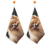 Kitchen Pomeranian Dog Hand Towels with Hanging Loops, Highly Absorbent & Quick Drying Towels for Kitchen Bathroom, Microfiber Cleaning Cloth, Dish Towel, Tea Towel Decorative, Dish Rag(12x12)