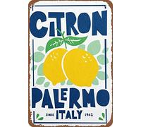 Kitchen Poster Printing Italian Lemon Poster Gourmet Gift Wall Decoration Novelty Tin Metal Sign Plaque Bar Bar Retro Vintage Wall Decoration 12x8 Inches
