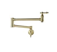 Kitchen Pot Filler Faucets Solid Brass Folding Wall Mount Double Joint Swing Arm Sink Faucet Single Hole 2 Handles
