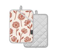 Kitchen Pot Holders Red and Cream Sunflower and Rose Potholders For Kitchens With Pockets Oven Pads 2 Pack