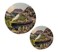 Kitchen Pot Holders Set 2 Pcs Cotton Thread Weave Trivets Set Stylish Coasters for Hot Dishes Pot Bowl Coffee Hot Pot Holders Glenfinnan Railway Viaduct Scotland Jacobite Steam