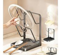 Kitchen Pot Lid Storage Rack,2026 Upgraded Multifunctional Pot Lid Organizer Rack,Stainless Steel Pot Lid Holder While Cooking & Spoon Rest,Spatula Holder for Counter Stove Top Kitchen Accessories