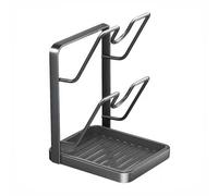 Kitchen pot lid storage rack, cutting board rack, two-tier countertop storage rack, convenient to use, gray