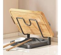 Kitchen Pot Lid Storage Rack, Pot Lid Holder while Cooking, Pots Lids Organizer Racks with Removable Drip Tray, U-shaped Groove Pots Cutting Board Holder, Stable Po-t and Pan Organizer for Cabinet