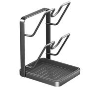 Kitchen Pot lid Storage Rack | Vertical Pot Lid Organisers | Non-Slip Kitchens Pots Lids Holder with Spoon Rest & Drain Tray | Multifunctional Chopping Board Holder Countertop Organisers for Kitchen