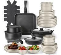 Kitchen Pots and Pans Set for 6 Dinner Cooking Pan Pot Sets Crockery Cookware