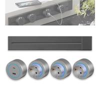 Kitchen Power Track Sockets, 8000W Wall Mounted Sliding Socket System with Plug Adapters & U-SB-C Ports, Rotatable Movable Outlets for Home Office Kitchen Island(Grey,50cm)