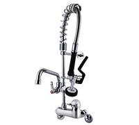 Kitchen Pre Rinse Single Handle Mixer Taps POUGEO Wall Monted Adjustable Brass Commercial Sink Faucet Add-on 8 Inch Swing Spout,Household 22 inch Taps