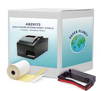 Kitchen Printer Paper for Clover Kitchen Receipt Printer (Star SP700 Ink Printer) by Paper Planet | Credit Card Receipt Paper for Star SP700 Printer | 2-Ply Carbonless Paper | 18 Rolls with 1 Ribbon