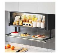 Kitchen Pull Down Spice Cabinet Shelf, 2-Tier Heavy-Duty Design with Clear Glass Door for Easy Access and Organization